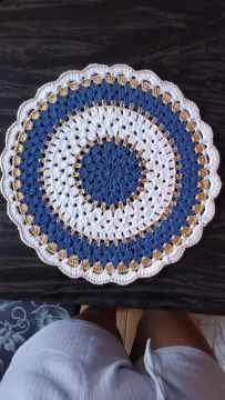 Jogo Americano Crochê Azul e Branco
