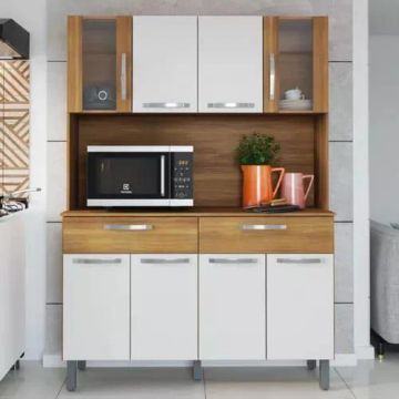 Armário de Cozinha Completo Branco com 8Portas e 2 Gaveta