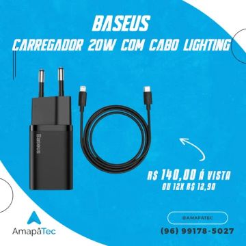 Carregador de Parede Tipo C Baseus C/ Lightning 1 metro