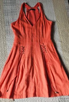 Vestido em Linho e Viscose