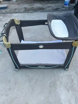 Berço portátil Graco - Azul e Cinza
