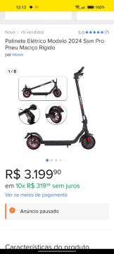 Patinete Elétrico 2024 Ssm Pro - Pneu Maciço