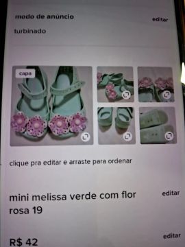 Mini Melissa Verde com Flor Rosa 19