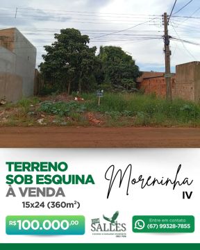 Terreno para venda tem 360 metros quadrados em Vila Moreninha IV - Campo Grande - MS