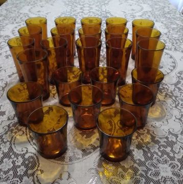 Conjunto de Copos Duralex, cor Âmbar Década de 70