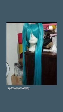 Peruca Azul turquesa para cosplay