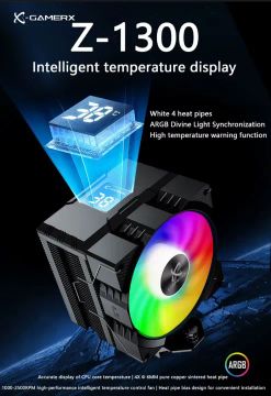 Cooler X-gamerx Z-1300 Argb c/ Display Digital