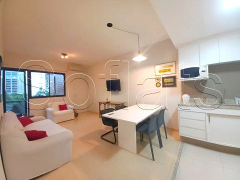 Flat no Le Bougainville disponível para locação com ótima localização em Alphaville.