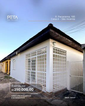 Vende- se casa | 03 Quartos | 02 Banheiros | Localizada no São Vicente