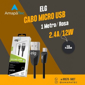 Cabo Carregador Micro Usb Preto 1M Alta Performance Elg M510