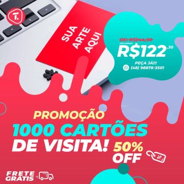 1000 cartões de visita + arte + impressão + entrega 