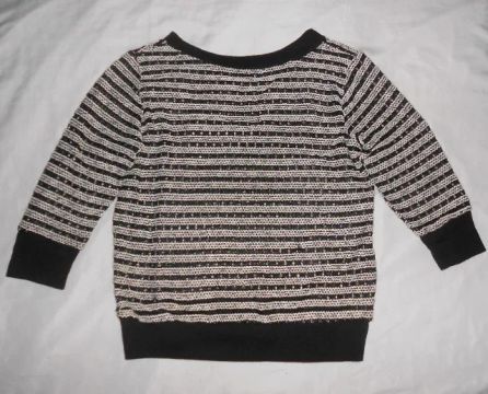 blusa feminina listrada preta e branca trico - tam. p