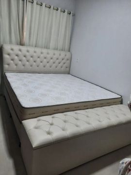 Cama Box Queen com Baú recamier 