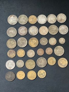 Moedas antigas de Réis, cruzeiros, cruzados e centavos