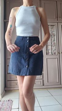 Saia Jeans Botões Azul Escuro YouCom