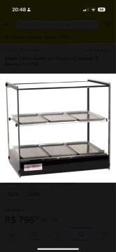 Estufa Vitrine Quadrada Dupla Led Salgado 6 Bandeja Evr Tita