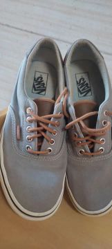 Tênis Vans Era Cinza detalhes em couro 
