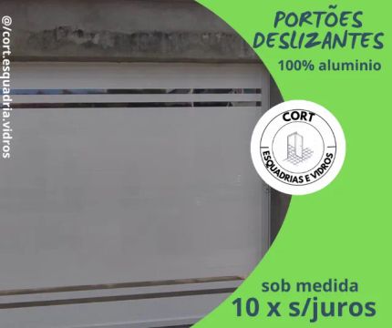 Portões de garagem deslizante branco - 10 x sem juros