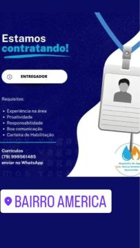 Vaga de emprego para entregador de água e gás 