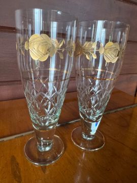 RARAS TAÇAS EM CRISTAL VINTAGE LAPIDADO E TRABALHADAS EM OURO