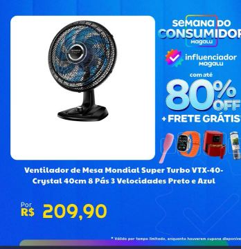 Ventilador de Mesa Mondial Super Turbo VTX-40-Crystal 40cm