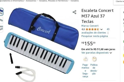 Escaleta Concert M37 Azul 37 Teclas - Novo