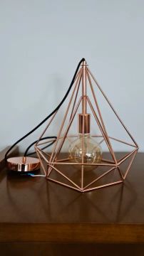 Lustre Pendente Diamante Pirâmide Rose 
