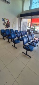 Logarinas com 03nlugares - Azul - estofado e estrutura de aço 
