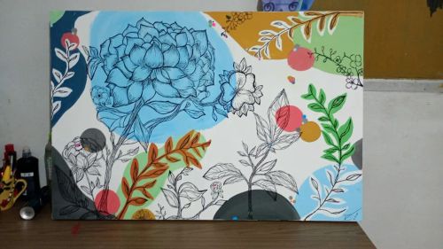 Quadro Decorativo com Flores e Folhas