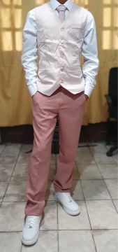 Conjunto Social Masculino Rosa Claro