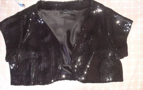 Casaco feminino de lantejoulas pretopreto - Luigi Bertolli
