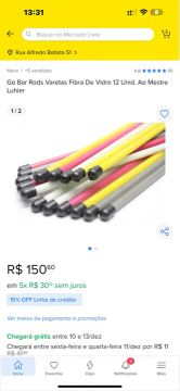 Go bar rods varetas de vidro 