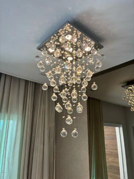 Lustre Plafon de Cristal Quadrado 37x37