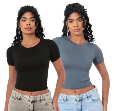 2 baby tee Preto e cinza 