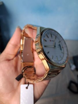 Relógio Masculino Curren 8375 Dourado Novo Aprova D'água com Data Funcional 