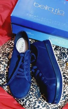 Tênis Beira Rio Flatform Tratorado Nobuck Feminino - Marinho nº 39