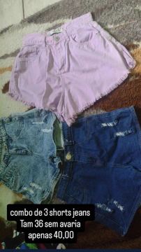 Combo de 3 Shorts Jeans - Tam 36 - Sem Avaria - Apenas R$ 40,00