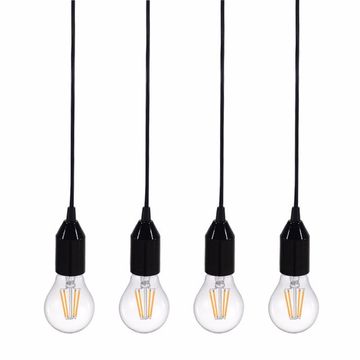Kit 4 Pendentes Preto Soquete e Canopla