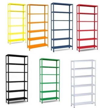 Estante De Aço colorida 40cm ou 30cm de profundidade por 1,98m x 92cm - cores diversas