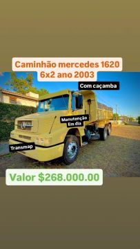 Caminhão Mercedes 1620 6x2 com caçamba ano 2003