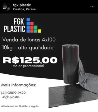 Lona Plástica Preta- 4x100- 10kg