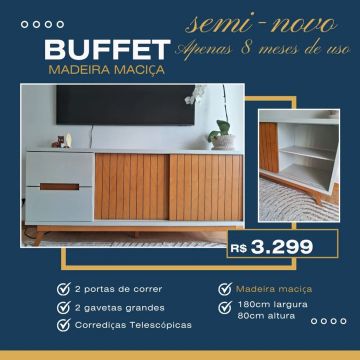 Buffet madeira maciça - 8 meses de uso