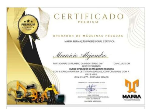 OPERADOR DE MAQUINAS PESADAS / Outras oportunidades de emprego