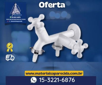 Torneira 2 Saidas Abs Branca Viqua Tanque Maquina Lavar - novo