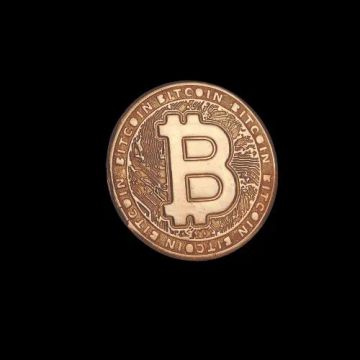 Seis peças de cobre puro com estampa do bitcoin e da flor da vida