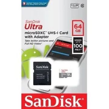 Cartão de Memória 64Gb, MicroSD, Ultra, Classe 10, 100Mbs - SanDisk 