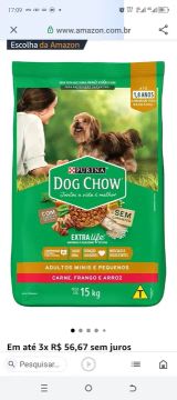 Ração Dog Chow Adultos Minis e Pequenos - Carne, Frango e Arroz - 20kg
