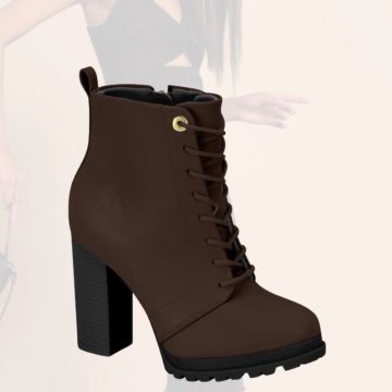 Bota Coturno Feminina Salto Grosso Marrom