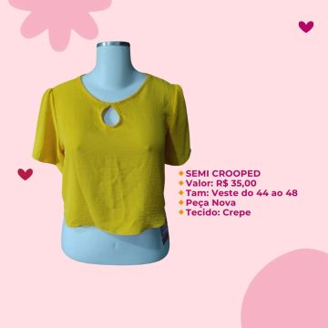 Blusa Cropped Amarela - Tamanho 44 ao 48