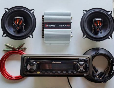 Taramps 400w, Par JBL 5" 100w, Player Pioneer e Cabos